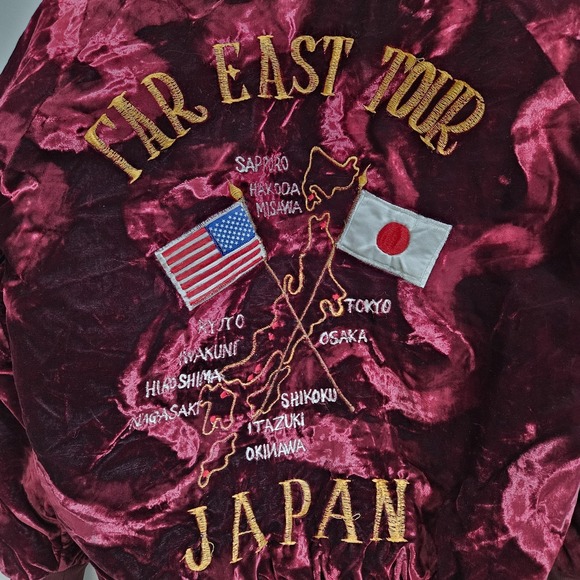 Vintage 80s Sukajan Far East Tour Okinawa Japan Bomber Jacket Dragon Small EUC - Picture 11 of 15